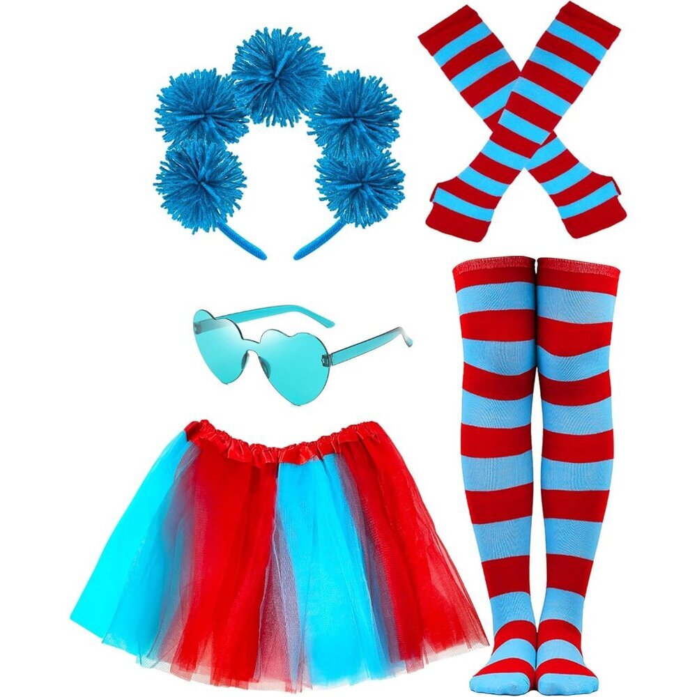 Halloween Red And Blue Costume Tutu Skirt Set For Kids Cosplay Parties